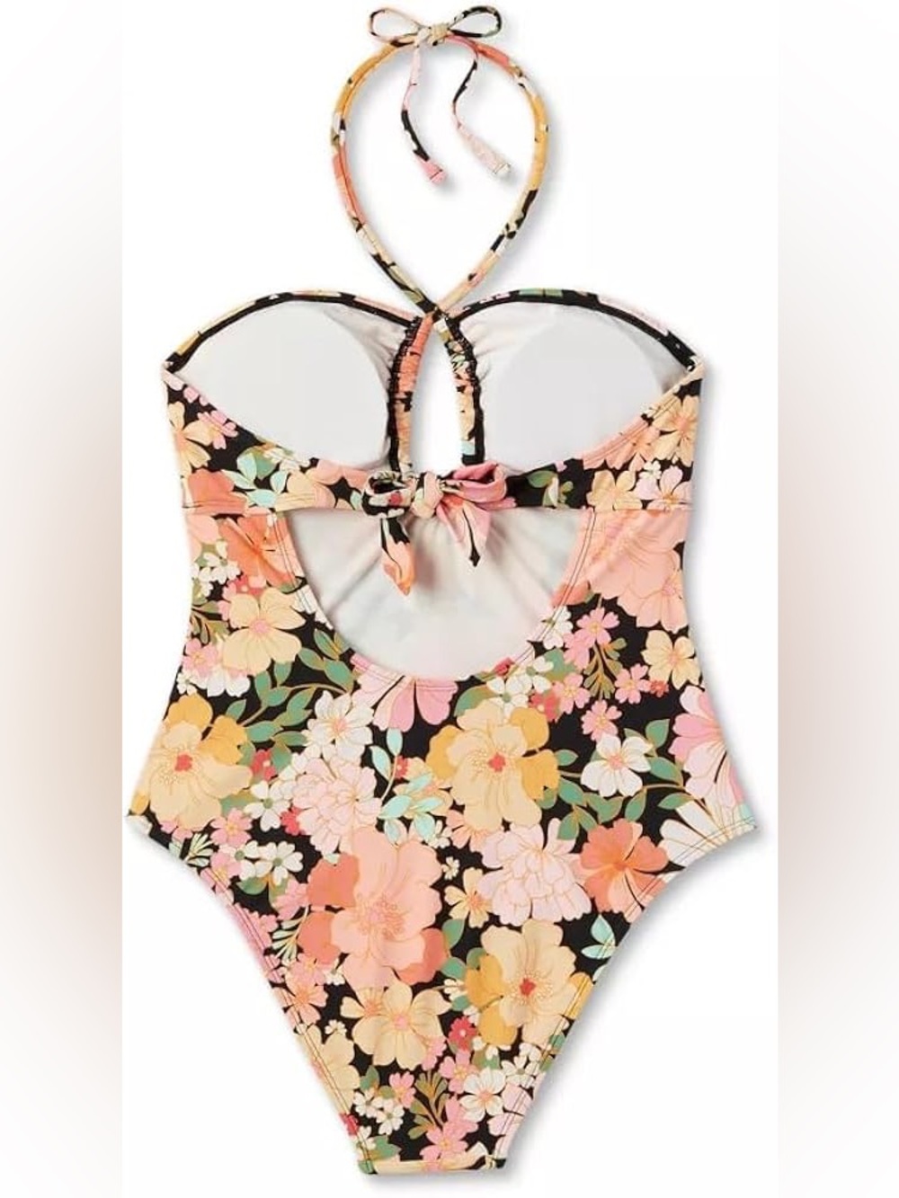Shade & Shore Halter Keyhole Bandeau One Piece Swimsuit NEW Size Large Floral - Picture 4 of 14